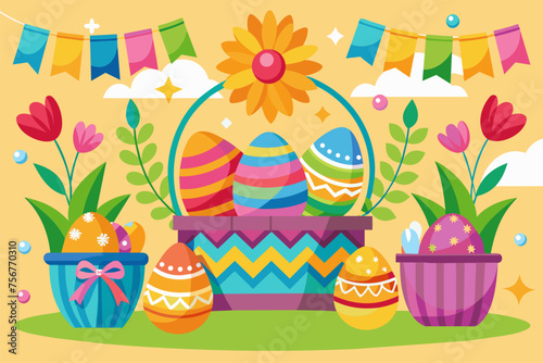 Vector Easter: basket with eggs
