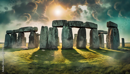 beautiful mythical places – stone circle Stonehenge during sunset