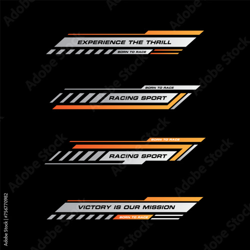 Sport racing stripes car stickers. modification body speed and drift vinyl decal isolated set templates