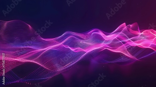 Sound wave. Neon light abstract background with ultraviolet spectrum wave on dark background. Synthwave music equalizer danced to the rhythm. Music and energy in abstract background. photo
