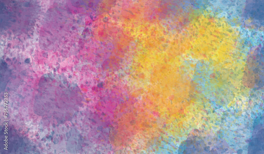 acuarela abstracta, con textura, variopinto, morada, lila, rosa, turquesa, amarillo, naranja, gradiente,  efecto artístico, con  salpicadura, manchas, splash, explosion, aguada,  web, redes