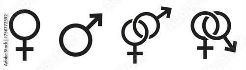 Collection of simple vector icons about male or female genitals