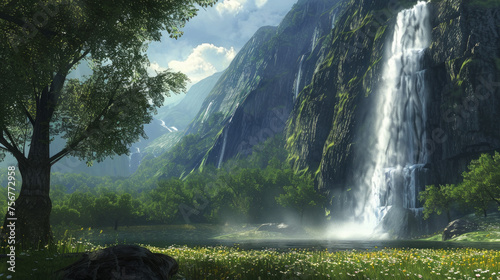 Breathtaking Waterfalls: Showcase the power and beauty of cascading waterfalls, whether nestled in lush forests, rugged mountains, or volcanic landscapes. Generative AI