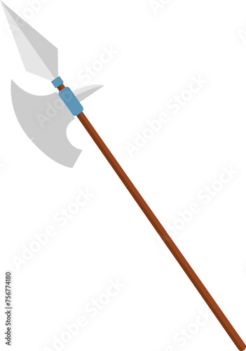 Cartoon Knight Axe Weapon. Vector Illustration Flat Design Isolated On Transparent Background