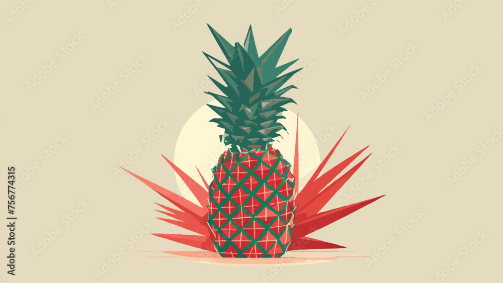 Vector Pineapple Illustration in Sleek Flat Design: Vibrant, Modern, and Engaging Artwork