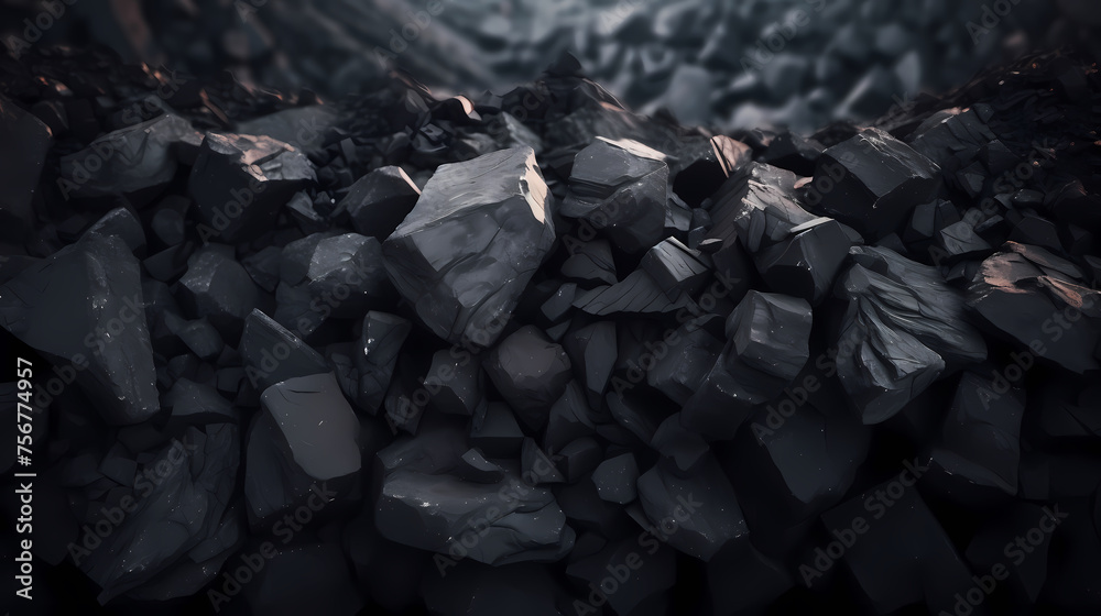 Close-up of black coal, energy fuel