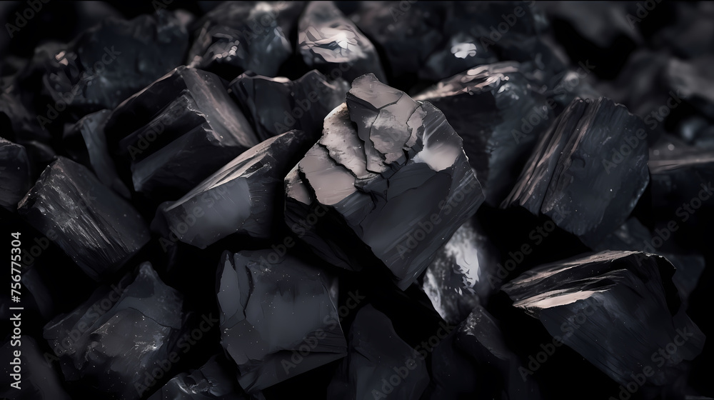 Close-up of black coal, energy fuel