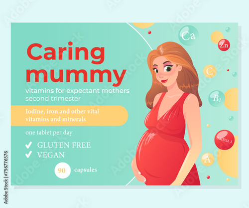 Packaging design for pharmaceutical company, complex vitamins for pregnant women