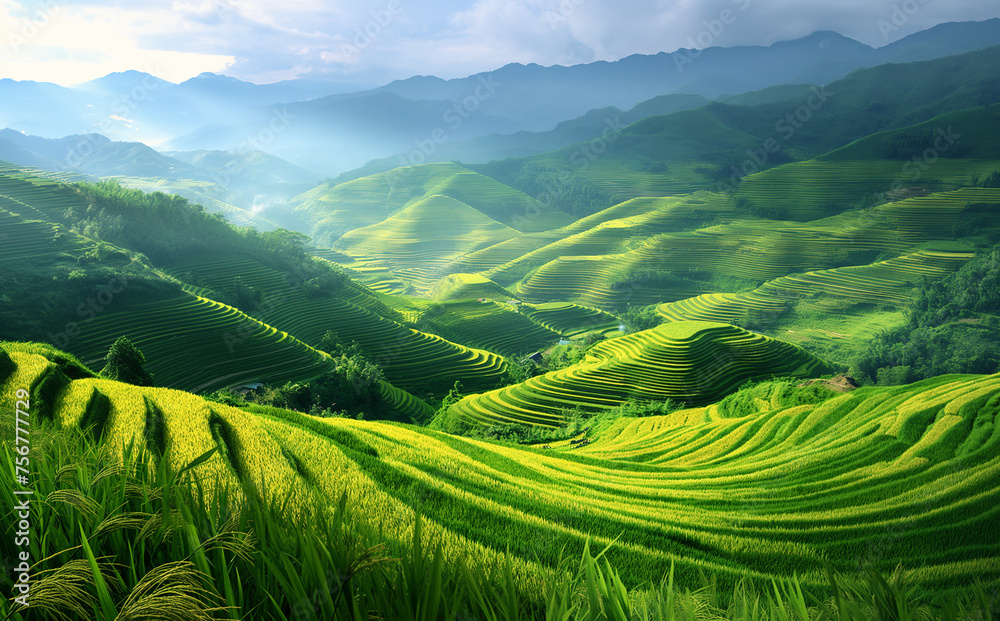 Rice terraced fields in Yuan Yang, China.