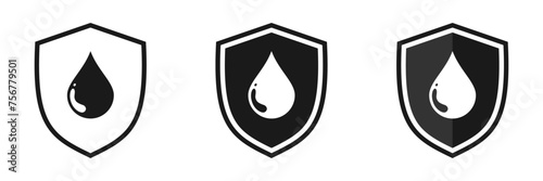 Set of drop icons with shield, illustration
