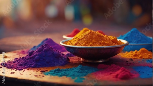 Bright colors prepared for Holi.