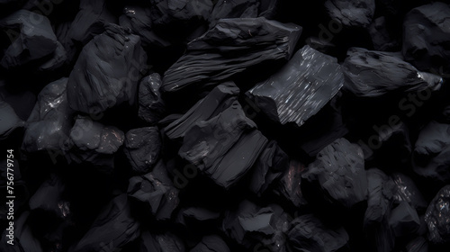 Natural black coal in dark low light  symbolizing industrial strength and energy
