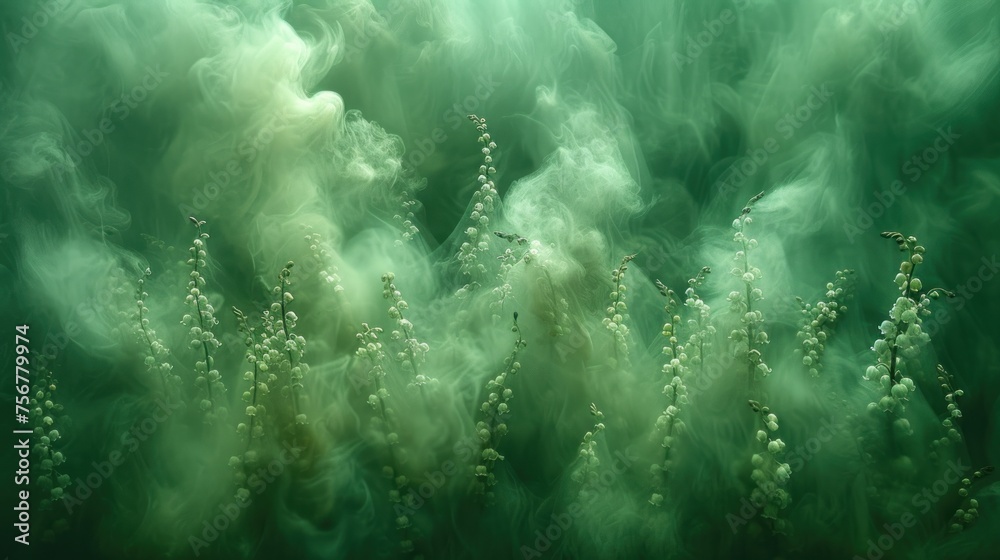 a close up of a bunch of plants with green smoke coming out of the top of the plants in the background. a close up of a bunch of plants with green smoke coming out of the top of the plants in the background.