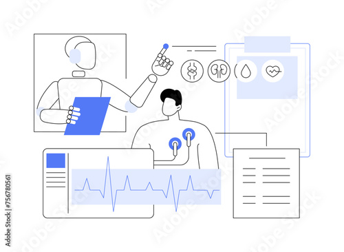 AI-Analyzed Patient Health Monitoring abstract concept vector illustration.