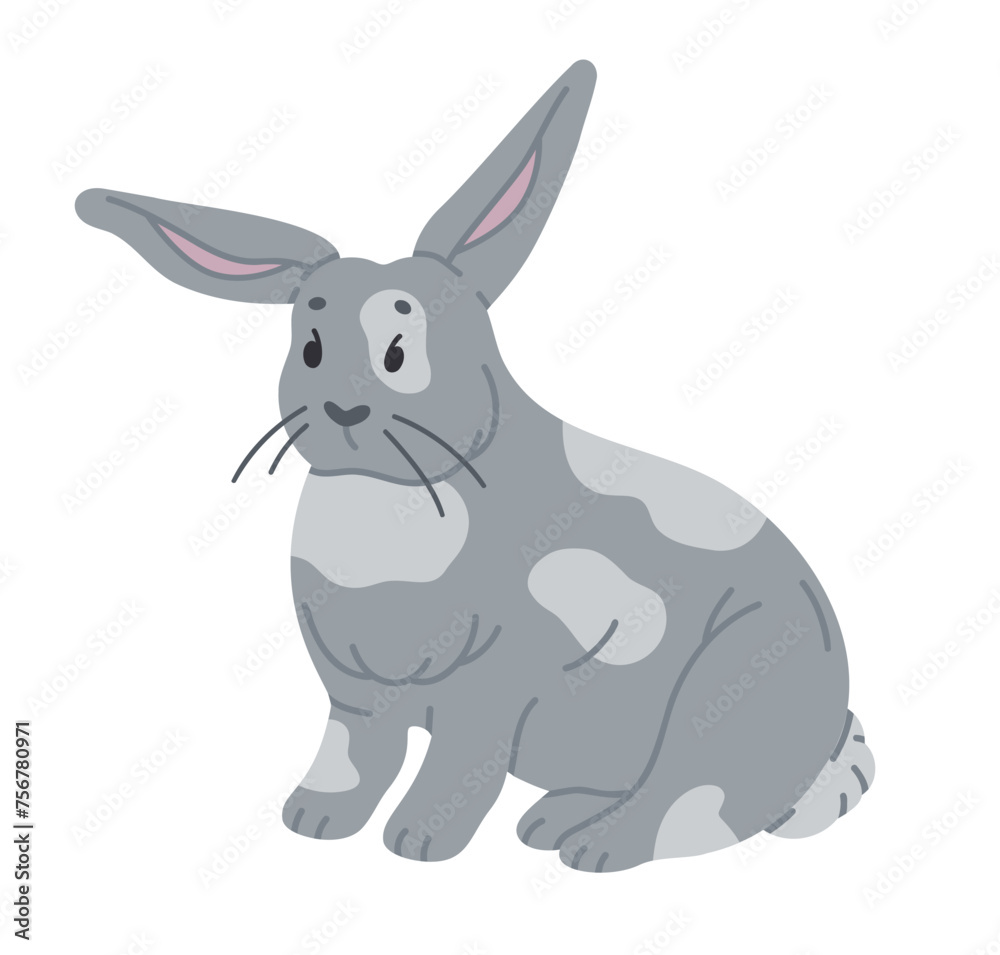 Hand drawn spring bunny. Cute Easter rabbit, fluffy bunny character, little Easter hare flat vector illustration. Spring Easter holiday rabbit Hand drawn spring bunny. Cute Easter rabbit, fluffy bunny character, little Easter hare flat vector illustration. Spring Easter holiday rabbit