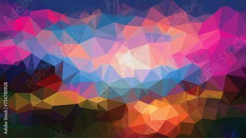 Low poly abstract colorful background, trendy, geometric, cyber polygonal wallpaper