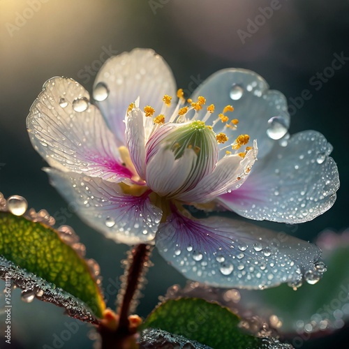 reimagined flower with dew drops