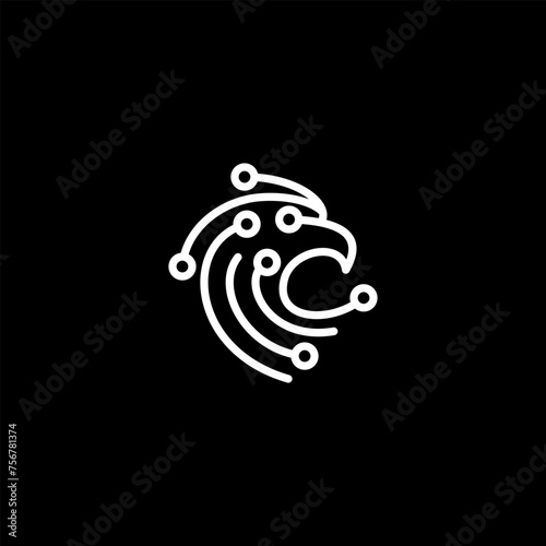 minimalist outline eagle logo with technology style