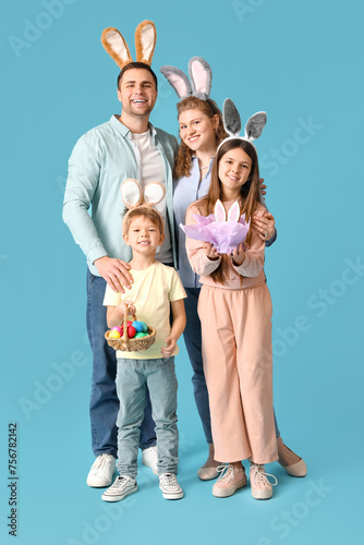 Happy family wearing bunny ...