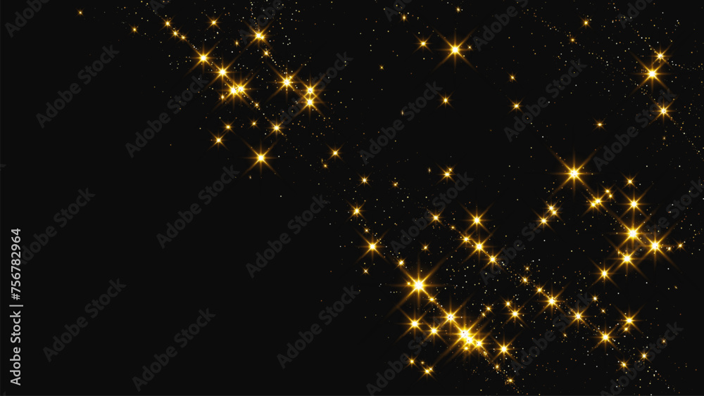 Fototapeta premium Gold glittering confetti wave and stardust