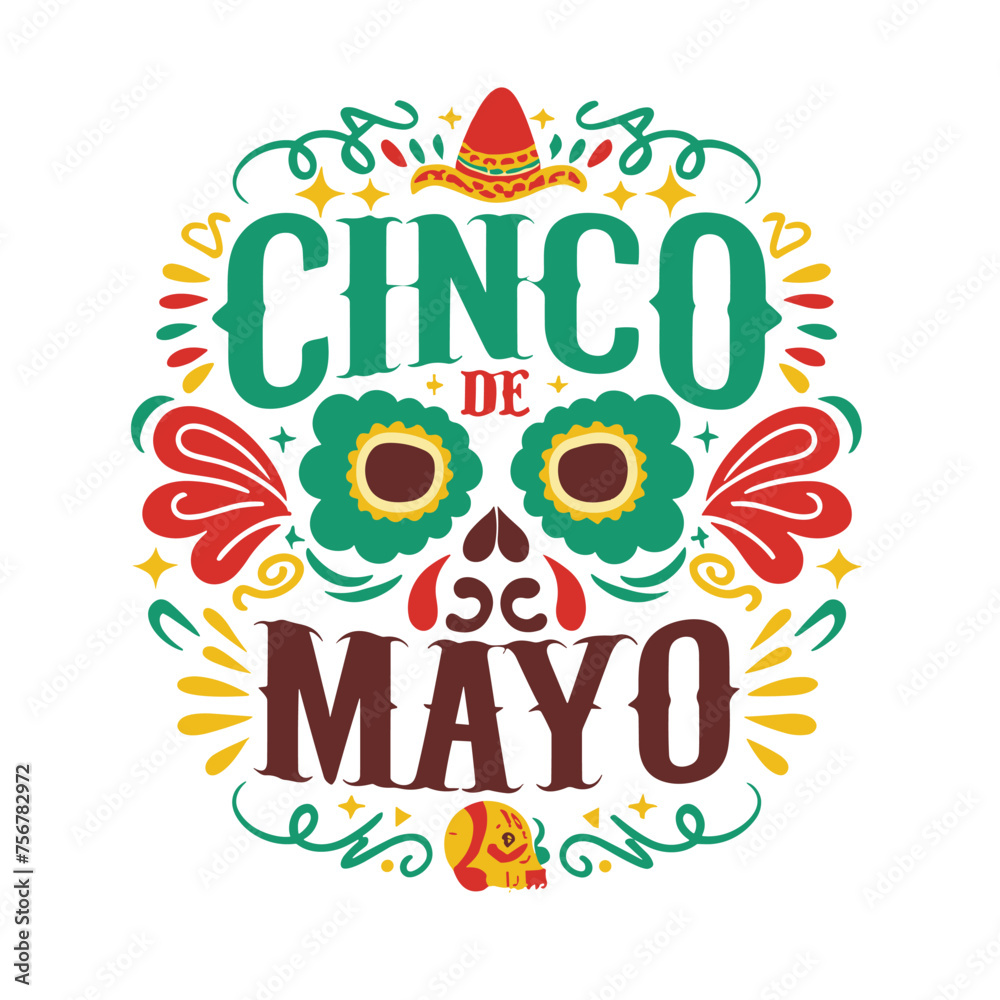 Fototapeta premium Cinco de mayo background with mexican elements vector