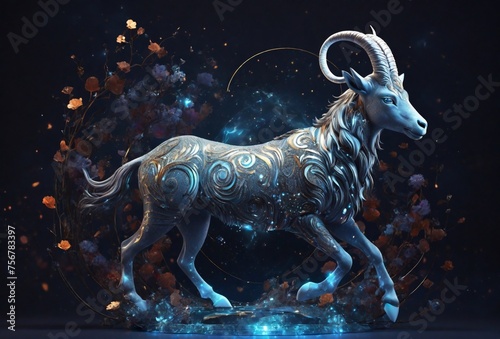astrology Capricorn zodiac sign Realistic 3D illustration ram or mouflon head Zodiac characteristic