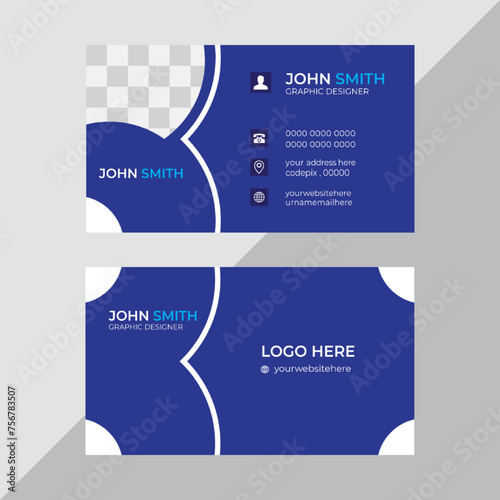 Collection of 1 horizontal Business card template design with front and back presentation.