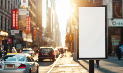 The captivating scene of a lit billboard against the backdrop of a nighttime city street, featuring buildings and roads.