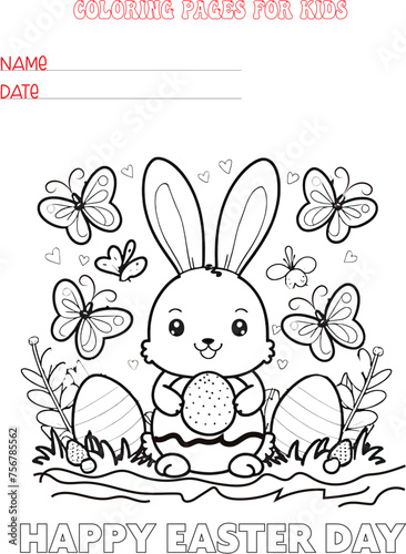 EASTER COLORING PAGE FOR KIDS.