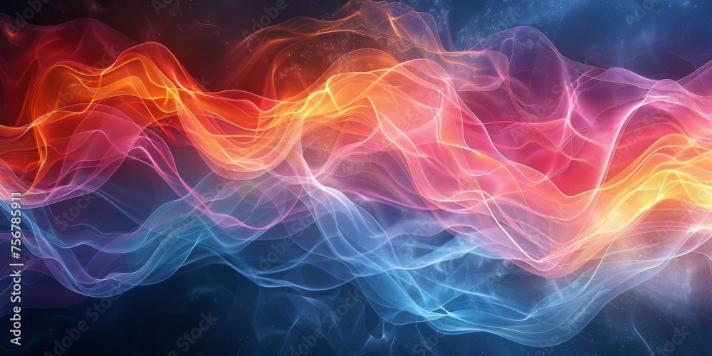 A colorful, wavy line of light and dark blue and red - stock background.