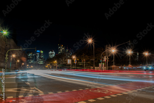 Light trails in Sachsenhausen Frankfurt am Main City Traffic Germany