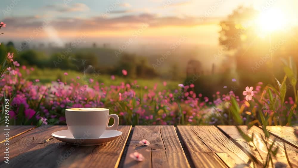 Tranquil field scene with a cup resting on a rustic wooden table amidst nature. Seamless Looping 4k Video Animation
Tranquil field scene with a cup resting on a rustic wooden table amidst nature. Seamless Looping 4k Video Animation