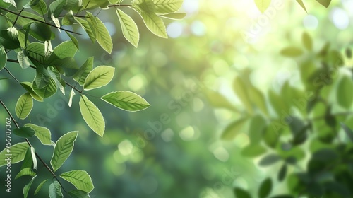 A backdrop of spring featuring blurred green tree leaves in the background.