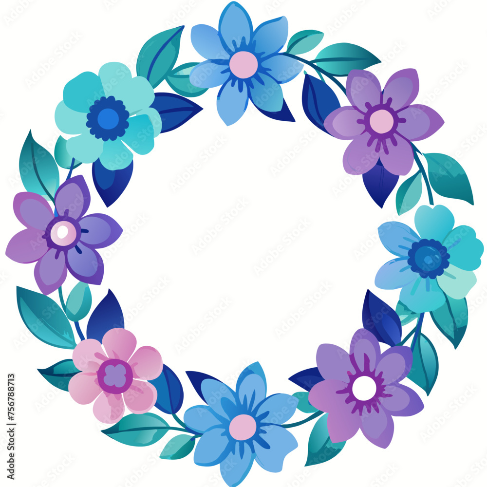 Wreath of flowers: Illustration with space for text