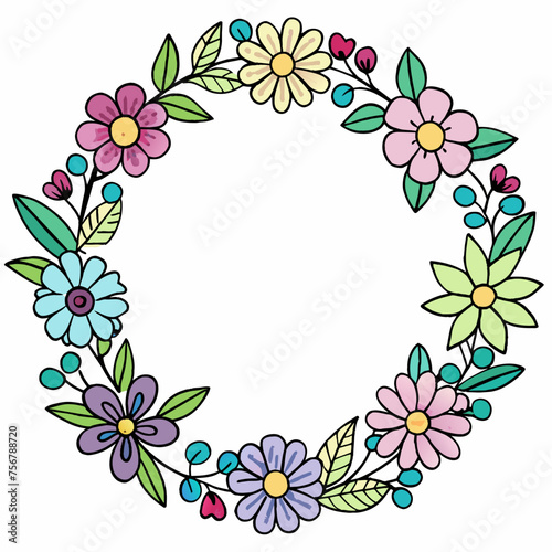 Floral Wreath: Vector illustration with free space  © Aleksandr