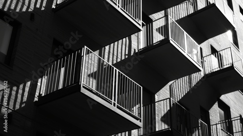 An architectural image of apartment balconies showing repeating patterns and urban lifestyle
