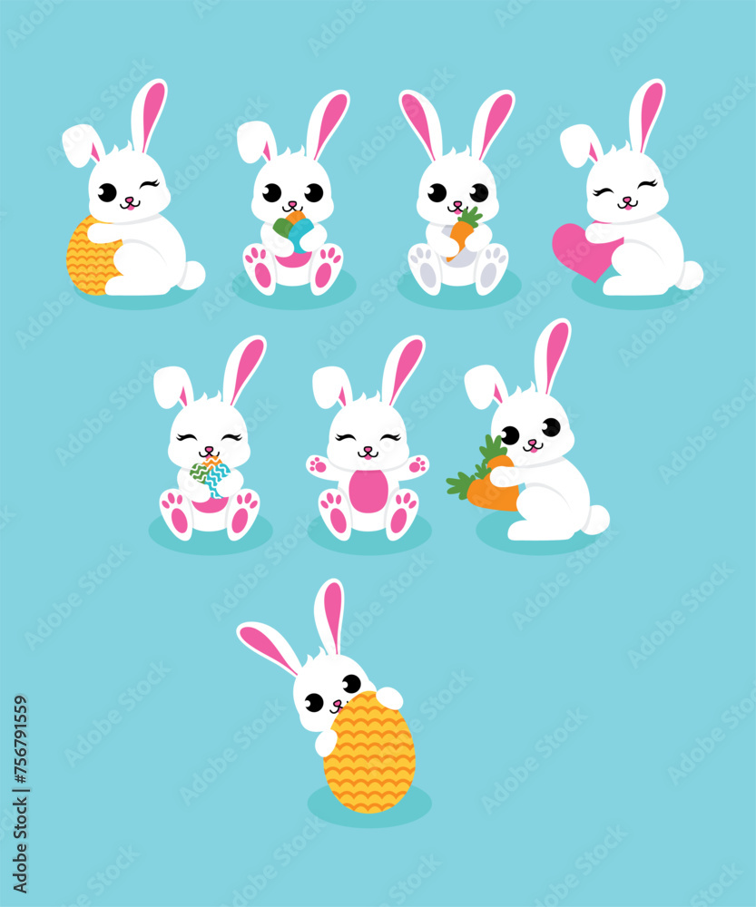 Easter Vectors Of 8 Cute Easter Bunny Rabbit For Easter Sunday
