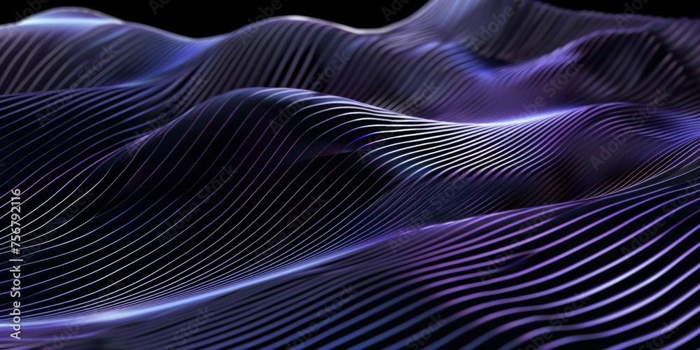 A purple wave with a black background - stock background.