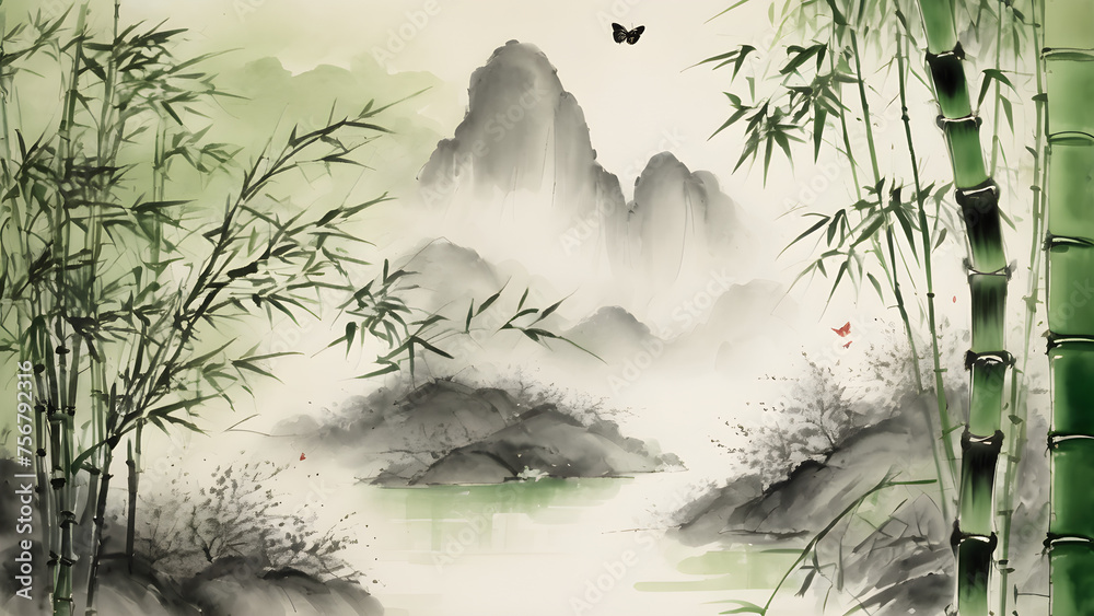 ching ming Festival painting for design background 23