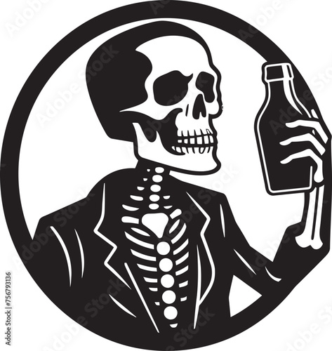 Toast to Craftsmanship: Drunken Skeleton Black Logo Sip on Inspiration: Drunken Skeleton Vector Icon