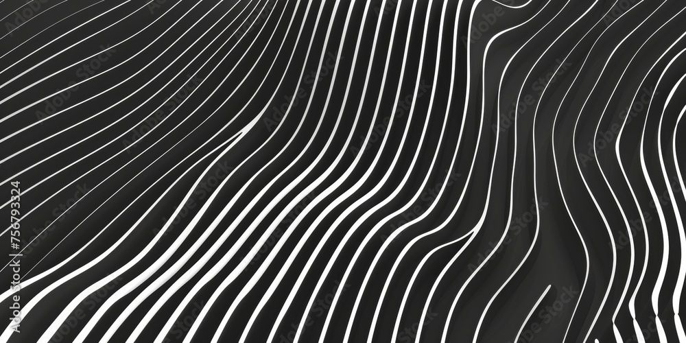 A black and white image of a wave with white lines - stock background. A black and white image of a wave with white lines - stock background.