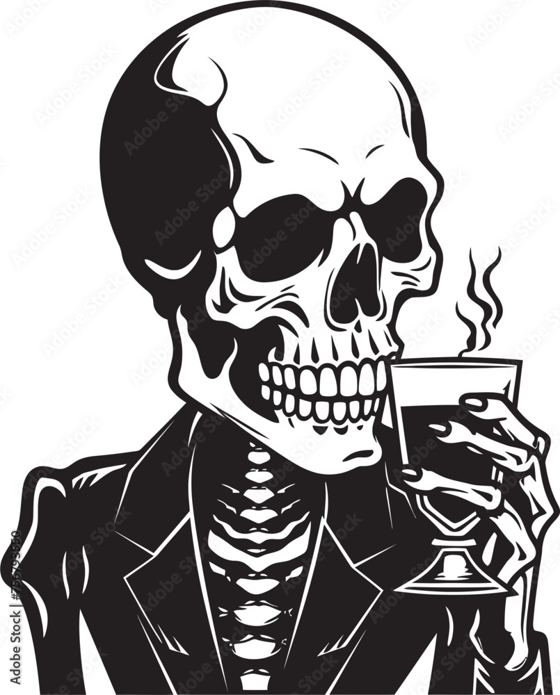 Spirited Elegance: Drunken Skeleton Vector Logo in Black Crafted Charm: Drunken Skeleton Icon Design in Vector Black Spirited Elegance: Drunken Skeleton Vector Logo in Black Crafted Charm: Drunken Skeleton Icon Design in Vector Black