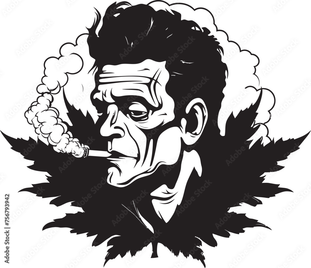 Crafted Charm: Frenkestein Smoking Cannabis Logo Vector Unveil the Mystery: Frenkestein Cannabis Vector Icon