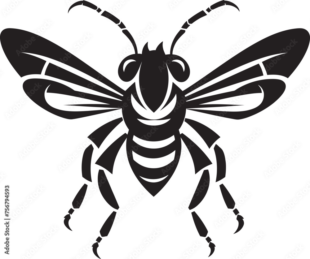 Crafted Intensity: Hornet Mascot Vector Black Logo Sting in Style: Hornet Mascot Black Logo Icon Unveiled