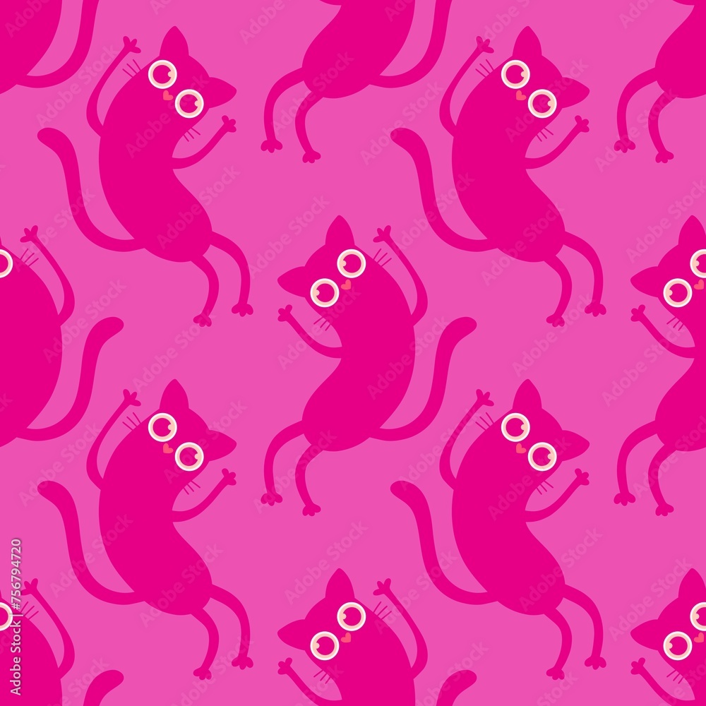Halloween animals monsters seamless cats pattern for wrapping paper and fabrics and linens and kids clothes print