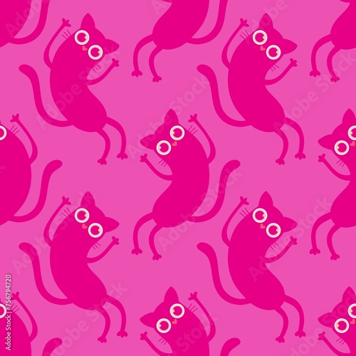 Halloween animals monsters seamless cats pattern for wrapping paper and fabrics and linens and kids clothes print