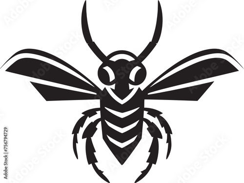 Crafted Intensity: Hornet Mascot Vector Black Logo Sting in Style: Hornet Mascot Black Logo Icon Unveiled