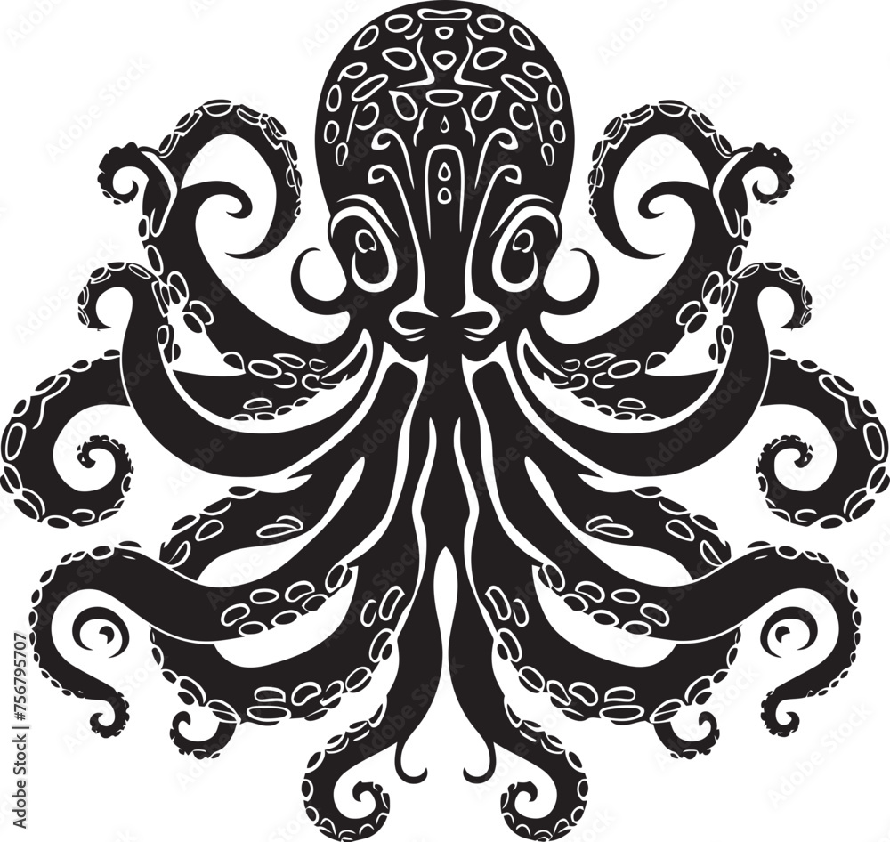 Spirals of Wisdom: Octopus Mandala Art Vector Design Ethereal Harmony: Octopus Mandala Black Logo Spirals of Wisdom: Octopus Mandala Art Vector Design Ethereal Harmony: Octopus Mandala Black Logo