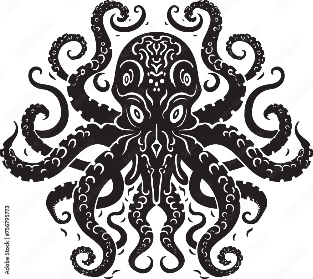 Cosmic Connection: Octopus Mandala Black Logo Design Intricate Elegance: Octopus Mandala Art Vector Icon Cosmic Connection: Octopus Mandala Black Logo Design Intricate Elegance: Octopus Mandala Art Vector Icon
