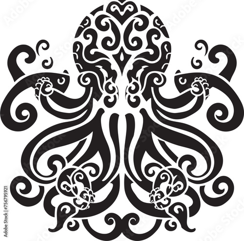 Spirals of Wisdom  Octopus Mandala Art Vector Design Ethereal Harmony  Octopus Mandala Black Logo